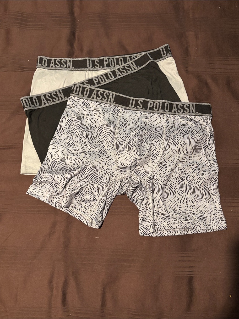 U.S. Polo Assn. 3-Pack Boxer Briefs in White, Black and Patterned Gray
